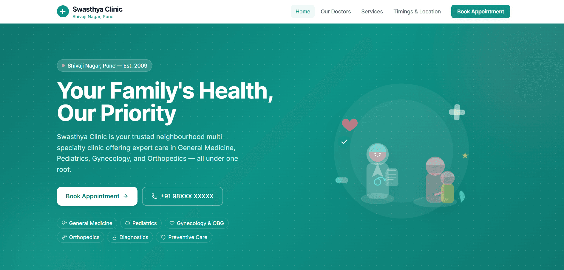Swasthya Clinic website